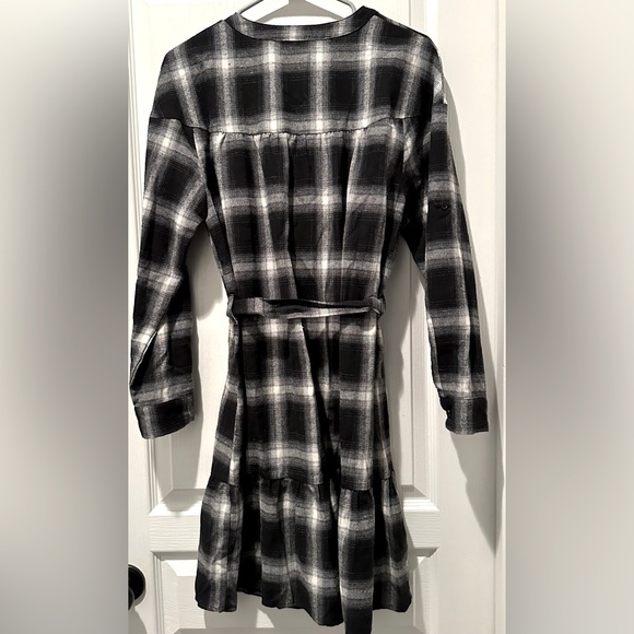 Grace Karin Women's Roll Up Sleeve Button Down Buffalo Plaid Shirt Dress w Belt - Picture 7 of 9